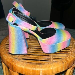 Daisy street rainbow chunky heel
